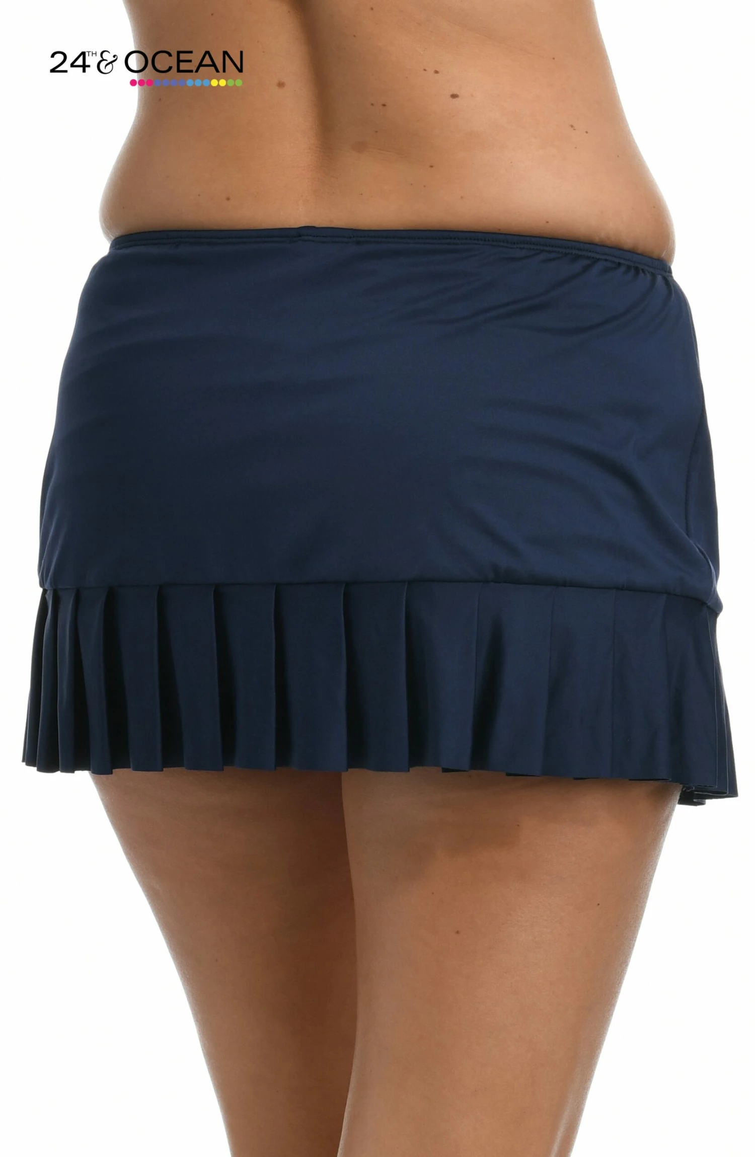 24th & Ocean Solid Mid Waist Pleated Skirted Swim Bottom 4 24th & Ocean Solid Mid Waist Pleated Skirted Swim Bottom - Image 2