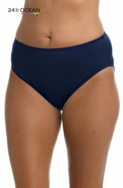 24th & Ocean Solid Mid Waist Hipster Bikini Swimsuit Bottom